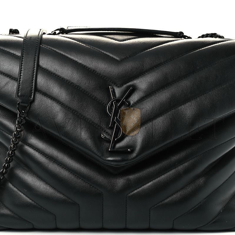 Y51 calfskin y quilted monogram medium loulou chain satchel black (32*22*11cm)